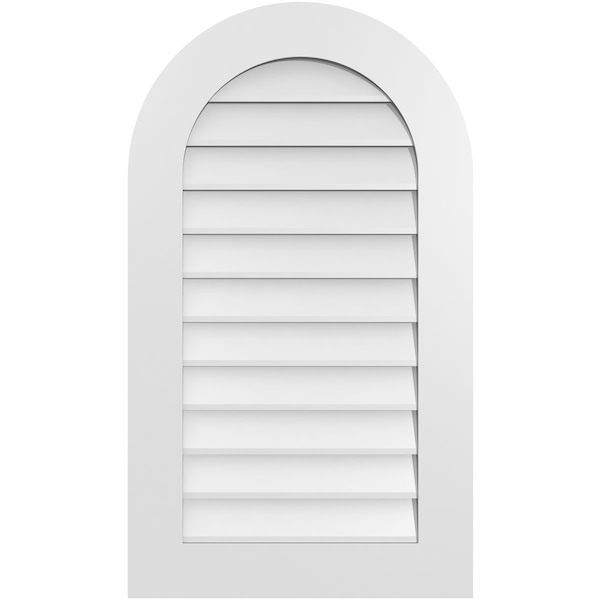 Ekena Millwork Round Top Surface Mount PVC Gable Vent: Non-Functional, w/ 3-1/2"W x 1"P Standard Frame, 22"W x 38"H GVPRT22X3801SN - main